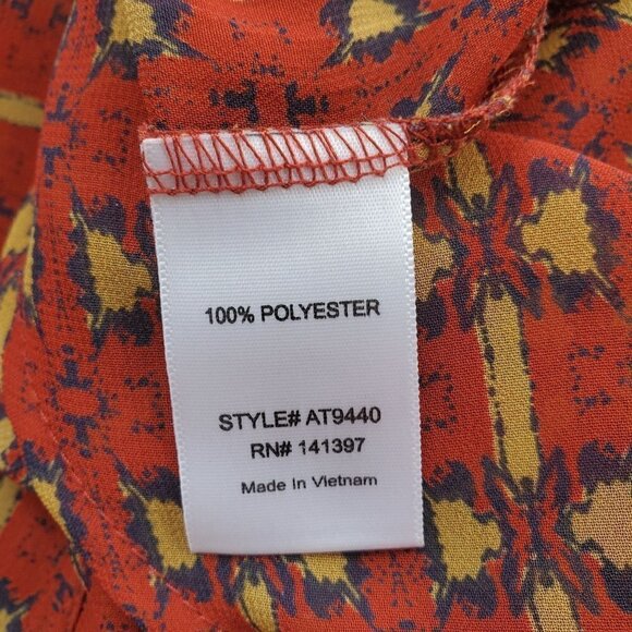 ASTR the Label Orange Geometric Pullover Sleeveless Open Back Blouse Size Small - Picture 10 of 11